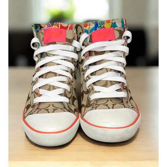 Y2K Coach Q506 Birch Mid-Top Embroidered Signature Sneaker Size 8.5B - Picture 4 of 9